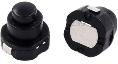 Lot de 10 interrupteurs à bouton-poussoir ronds noirs, 30 V CC, 1 A, 10 mm x 10 mm