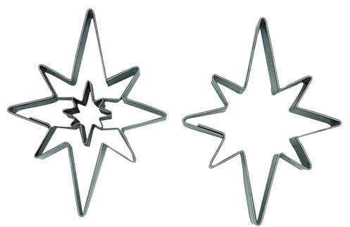 Kaladia Linzer Plätzchen Ausstecher-Set - Motiv: Stern spitz - aus hochwertigem Edelstahl –2 Ausstechformen – für Spitzbuben, Hildabrötchen, Linzer Augen - Made in EU
