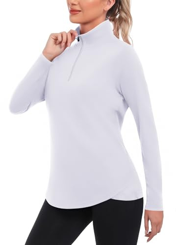 PINSPARK Long Sleeve Running Tops Womens 1/4 Zip Gym Tops Golf Polo Shirts | Lightweight Pilates Yoga Top UPF 50+ Rash Shirt Activewear Quick Dry Sports