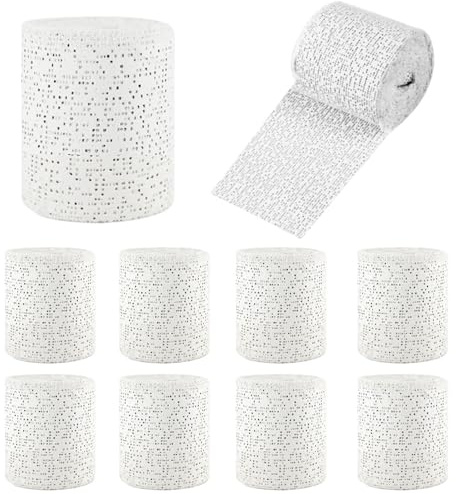 Zyiphor 10 Rollos Vendas de Yeso para Manualidades 7,5 cm x 270 cm Venda de Escayola para Modelado Vendaje para Hacer Moldes del Cuerpo Cara Arte Creativo - Blanco