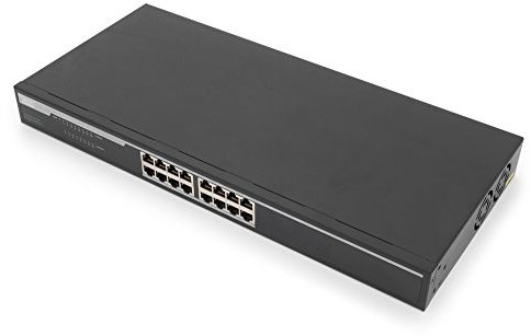 DIGITUS Gigabit Ethernet Netzwerk-Switch - 19 Zoll - 16 Ports - Auto MDI/MDI-X - Half-/Full-Duplex - Schwarz