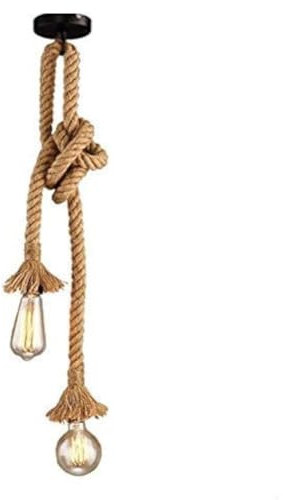 Industrielles Hängeleuchte Pendelleuchte, STARRYOL doppelter Kopf Hanf-Seil-hängendes Licht für das Speisen, Halle, Restaurant, Stab, Café - Länge 80cm