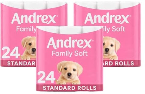 Andrex Gentle Clean Toilet Roll Tissue Paper Puppies On a Roll Pack of 72