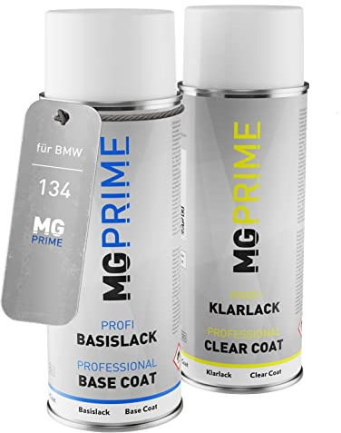 MG PRIME Autolack Sprühdosen Set für BMW 134 Lila Metallic Basislack Klarlack Spraydose 400ml