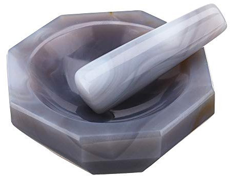 RanDal 60Mm Natural Agate Mortar With Pestle Lab Glassware Mixing Grinder Kit For Pharmaceutical
