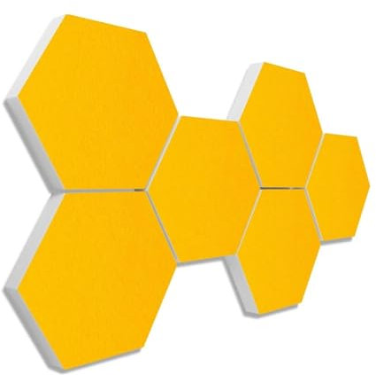 platino24 Schallabsorber COLORE aus Basotec G+ I Akustikpaneele mit Akustikfilz I Wand-Paneele mit 6 Waben in Sonnengelb I Akustikplatten zur Schalldämmung in Büro, Studio & Wohnung
