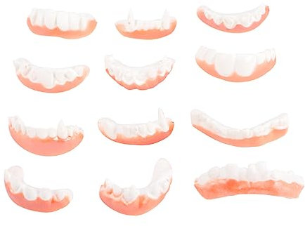 Milisten 12 Pcs Noueux Dents Dents Moche Nouveauté Faux Dents Dents Vampire Dentier Dents pour Halloween Vampire Costume Party Favors