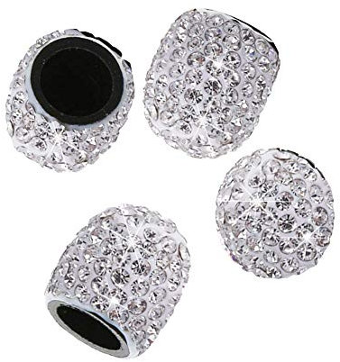 4 Stück Reifen Ventilkappen,MoreChioce Universal Diamant Glitzer Strass Ventilkappen Reifenventil Staubkappen Fahrradreifenventilkappen für Auto Motorrad MTB LKW,Weiß
