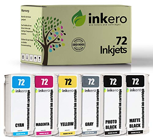 inkero Kompatibel für HP 72 (6-Stück: MBK/PBk/C/M/Y/G)
