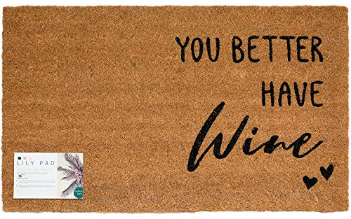 LP Coir Doormats - Heavy Duty, Large (75 x 45cm), Indoor/Outdoor Sheltered Welcome Mat - Wine Design
