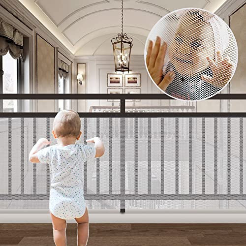 Rete di Sicurezza per Bambini,300 x74 CM,Rete Protettiva per Balconi,Rete Balcone Bambini,Convient aux Enfants et Rete Gatti Balcone,Rete Balcone per Ringhiera,Include 15 Cerniere, 25 Cordoncini