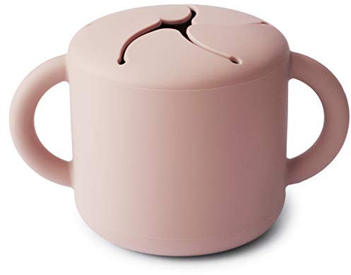 mushie Snack Taza de Silicona | Fiambrera Infantil para Llevar | Antiderrame y Resistente al Lavavajillas y al Microondas | Caja de Aperitivos Segura para Niños Pequeños y Niñas | Blush