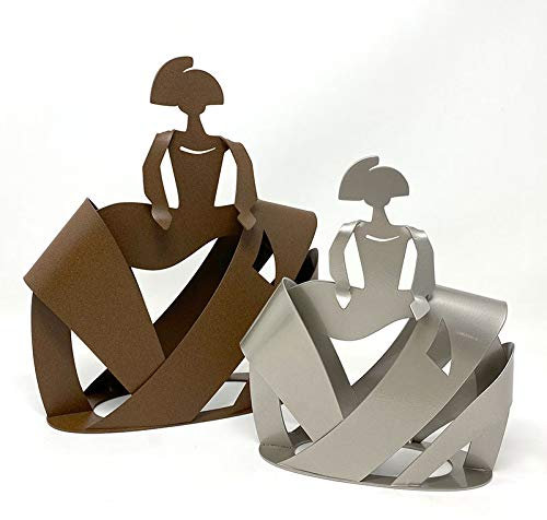 Menina de forja (Pack 2 Unidades de 25 y 18 cm Alto) Fabricadas a Mano de Forma Artesanal en España (Marron/Gris Plata)
