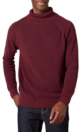 Amazon Essentials Pull à Col Roulé en Maille Côtelée, 100% Coton Homme, Bordeaux, XL
