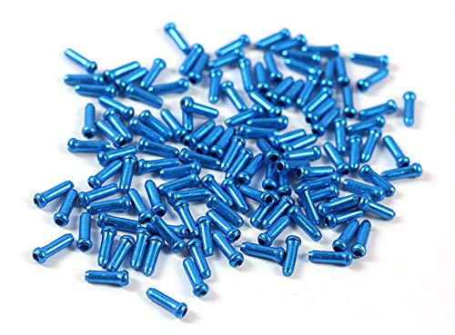 50 Pcs Bike Cable End Caps, 6 Colors Alloy Bicycle Cable Crimp Ends Tips Shifter for Road Bike Mountain Bicycle (blue)