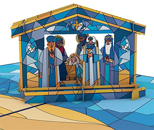 Lovepop® 3D Pop-Up Karte Krippe Weihnachten christliche Grußkarte Heilige Familie | mit Versteckfach für Geldgeschenke & Gutscheine | inkl. Umschlag | Ausziehbare Notiz