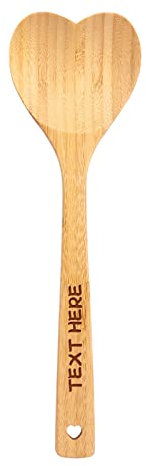 Dinikally Cucchiaio personalizzato a forma di cuore in bambù con incisione in testo. Cucchiaio personalizzato per donna e madre