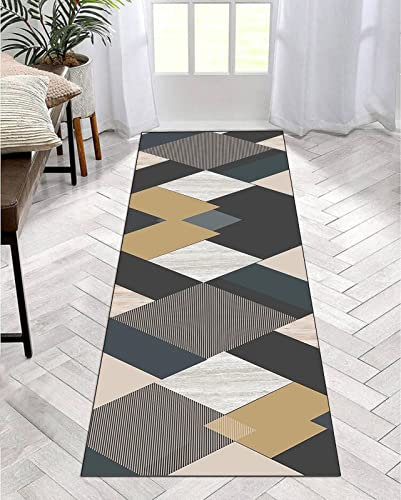 ZDYHMrj Teppich Läufer rutschfest Schwarz Gelb Meterware Küchenläufer Korridor Teppich Läufer Waschbar Modern Schlafzimmer Wohnzimmer Breite 40cm/ 50cm/ 60cm/ 70cm/ 80cm/ 90cm/ 100cm/ 120cm