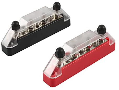 Ocnvlia Positiv-Negativ-Sammelschiene Batteriestromverteilerblock 4 X M6 Auto-Klemmleistenbolzen 3 X Klemmbusschrauben