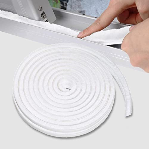 Joint Brosse Porte, 10 M(L) x 9 mm(B) x 5 mm(D), Blanc, Joint Fenetrepour Lsolation Phonique Porte, Joint Brosse Adhesif, Joint Brosse Porte Coulissante, Joint Brosse Moustiquaire