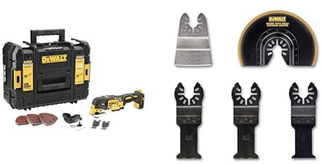 DEWALT - Multi-Cutter XR 18V - DCS355NT-XJ - L'Outil Multifonctionnel Oscillant & Coffret de 5 Pieces DEWALT 2XDT20701/DT20704/DT20711 /DT20714 Pour Multi-Cutter - DT20715