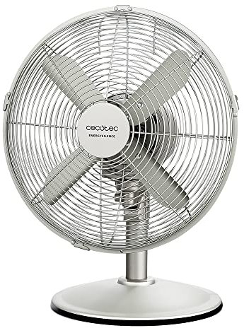 Cecotec Tischventilator EnergySilence 610 SteelDesk. 40 W, Stahl-Finish, Durchmesser 30,5 cm mit 4 Flügeln, 3 Geschwindigkeiten, Oszillation, höhenverstellbar, maximale Sicherheit