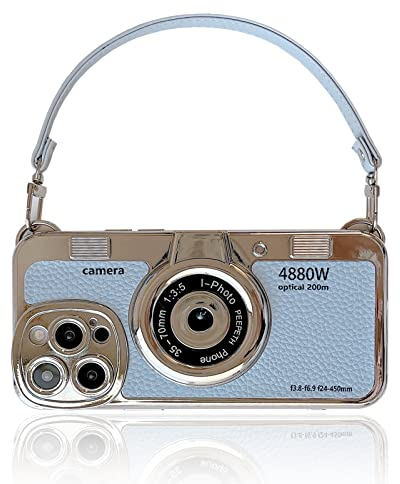QoKcoahn Handyhülle für iPhone 11 Pro Max,Nette 3D Vintage Kamera Handyhülle mit Handschlaufe Einzigartige Coole Silikon TPU Fall Stoßfeste Schutzhülle Frauen Mädchen für iPhone 11 Pro Max Blau