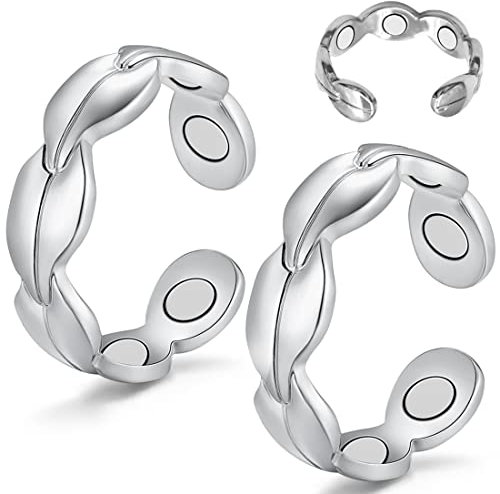 Cigmag 2PCS Lymphdrainage Magnet Ringe Damen Frauen Finger Ultrastarke Magnete Reines Kupfer Verstellbar mit Geschenkbox