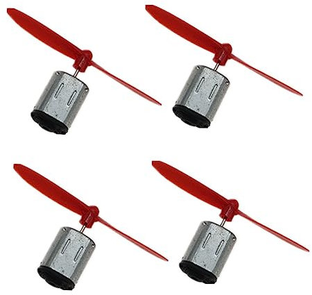 4 Pcs Micro moteur DC,3-3.7V 22000RPM Moteur haute vitesse avec hélice pour modèle réduit d'avion RC hélicoptère ventilateur, Hobbies Toys Smart Car DIY Kit (Rouge)