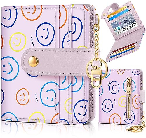 Bistup Damen-Geldbörse, schmal, niedlich, Leder, dünn, faltbar, klein, Kartenetui für Damen, Teenager, Mädchen, weiblich, mittelgroß, ästhetisch, Kawaii, klein, Y2k, einfach, einzigartig, hübsch,