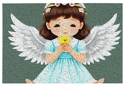 AthuAh Niedlicher kleiner Engel Fußmatte, Fußmatte für drinnen und draußen, 60 x 40 cm