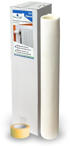 acquaverde | Pannello Termoriflettente per Termisifoni e Caloriferi in PLT Goffrato e Alluminizzato, cm. 70x100, Bianco con Biadesivo Incluso