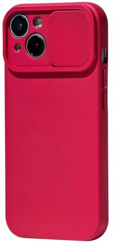 Keyihan Coque avec Protection Camera pour iPhone 15 - Housse Protecteur d’Objectif avec Couvre-Objectif Coulissant - Étui en Silicone Liquide Souple Antichoc Doublure Douce en Microfibre,Rouge Vin