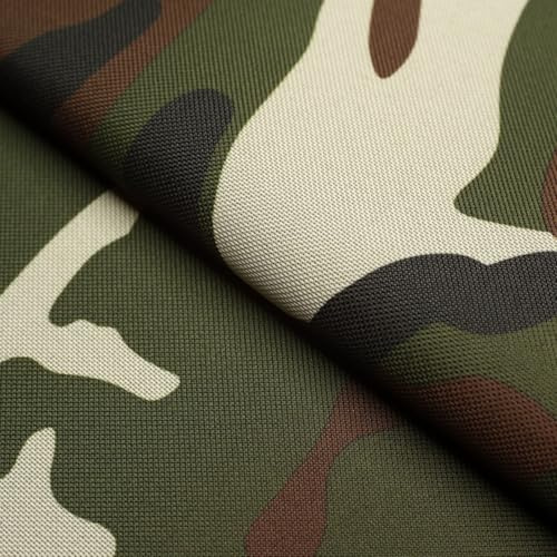 PINaPIN Wasserdichter Polyesterstoff 100% Polyester Stoffe meterware zum nähen Gartenmöbel, Schirme, Vorhänge für Garten KODURA 100x150 cm (Helles Militärisches Muster)