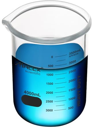 Maccx 170oz(4000ml) Sturdy Glass Beaker, Heavy-Duty Lab Beaker, 3.3 Borosilicate Low Form with Printed Graduation, HDBK4K0-001