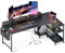ODK Escritorio Gaming en L, 168x80cm Escritorio Esquinero Reversible con Puerto de Carga USB y Toma de Corriente, Mesa en L con Estante&Soporte de Monitor para Hogar, Oficina, Gaming, Negro