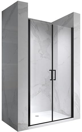 i-flair Duschtür Lara in Schwarz 92x195 cm Verstellbereich von 92-95 cm, Höhe: 195 cm, Duschabtrennung aus 6 mm durchsichtigem Nano-ESG Sicherheitsglas und Edelstahlgriffe - NC Black