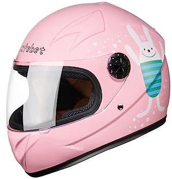 QKBMFK Casco Moto para Niños Integral con Visera Adecuado para 2-10 Años Lindo Casco de Dibujos Animados