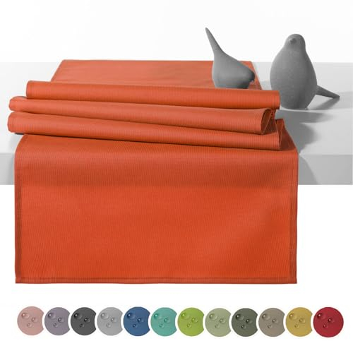 heimtexland Outdoor Tischläufer Garten Tischdecke 45x145 Tischdeko wasserabweisend wetterfest UV-beständig Typ551 Orange