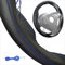 Generisch Lenkradbezug Pu Leder, Auto Lenkradhülle zum schnüren Nähen mit Nadel und Faden Spezial Sport Design M3 Schwarz Blaues Naht Universalgrösse 37-39 cm