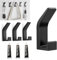 TENTHPEO Black Coat Hooks 4 Pack - Heavy Duty Double Prong Wall Hooks with Sticky Adhesive, Matte Finish No Drill Hook for Coats/Bags/Hats (Removable & Waterproof)