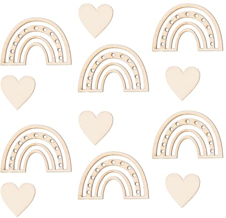 Holz Konfetti - 60 Stück Regenbogen und Herz Mix Holz Boho Konfetti für Baby Shower Taufe Party Dekoration oder Kindergeburtstag