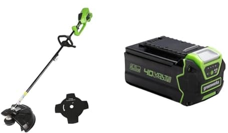 Greenworks GD40BC Débroussailleuse à Batterie avec Moteur sans Balai, Harnais, Hauteur Réglable & Batterie 40V - Puissante Batterie Lithium-ION 4Ah pour Outils de Jardin et Électriques