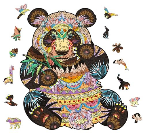 Holzsammlung 3D Panda Wooden Jigsaw Puzzles, Wooden Puzzles for Adults Kids, Beautiful Unique Animal Shape Puzzle Gift Box, Wooden Puzzles for Family Game and Home Decor (37.1x42cm, 300 pcs)