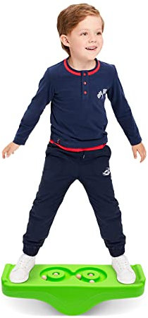 Balance board kinder gleichgewichtstrainer,wackelbrett balance spiel montessori balance wippe,wobble board balancieren kinder indoor wippbret Grün (Grün)