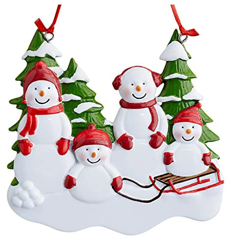 Weihnachtsanhänger mit Schneemann-Familie, Baumschmuck, Zubehör