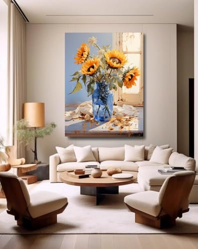 Taxpy Poster decoration murale Bouquet de fleurs dans un vase,L,40 * 60cm Peinture Street Art Peinture À L'huile Impressions Sur Toile Moderne Pop Affiche Photo Sur Le Mur