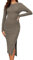 Famulily Women's Casual Dresses Ribbed Pullover Sweater Dress Relaxed Fit Shift Dress Irregular Lounge Dresses Coffee M