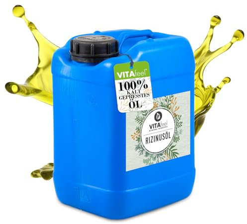 GreatVita Rizinusöl 5 Liter - 100% reines kaltgepresstes Öl, nativ Ph. Eur., Wimpern Serum, Haaröl, natürliche Haarpflege