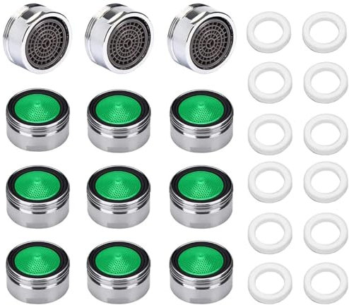 12 Piezas Filtro Grifo 24mm, Aireador Grifo de Rosca Exterior, Aireador Recambio de Lavabo, Boquilla de Grifo de Rosca Macho con Goma, Ideal para Ahorrar Agua de Grifos de Baño y Cocina, M24